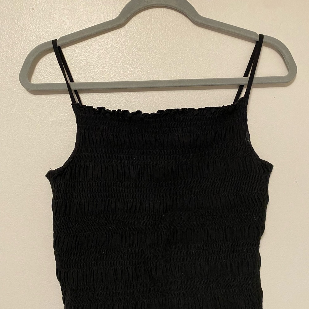 Black Smocked Tank Top